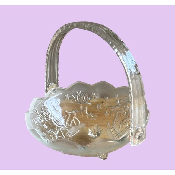 Mikasa Crystal Basket Santa's Sleigh With Reindeer Christmas Night - Picture 6 of 8